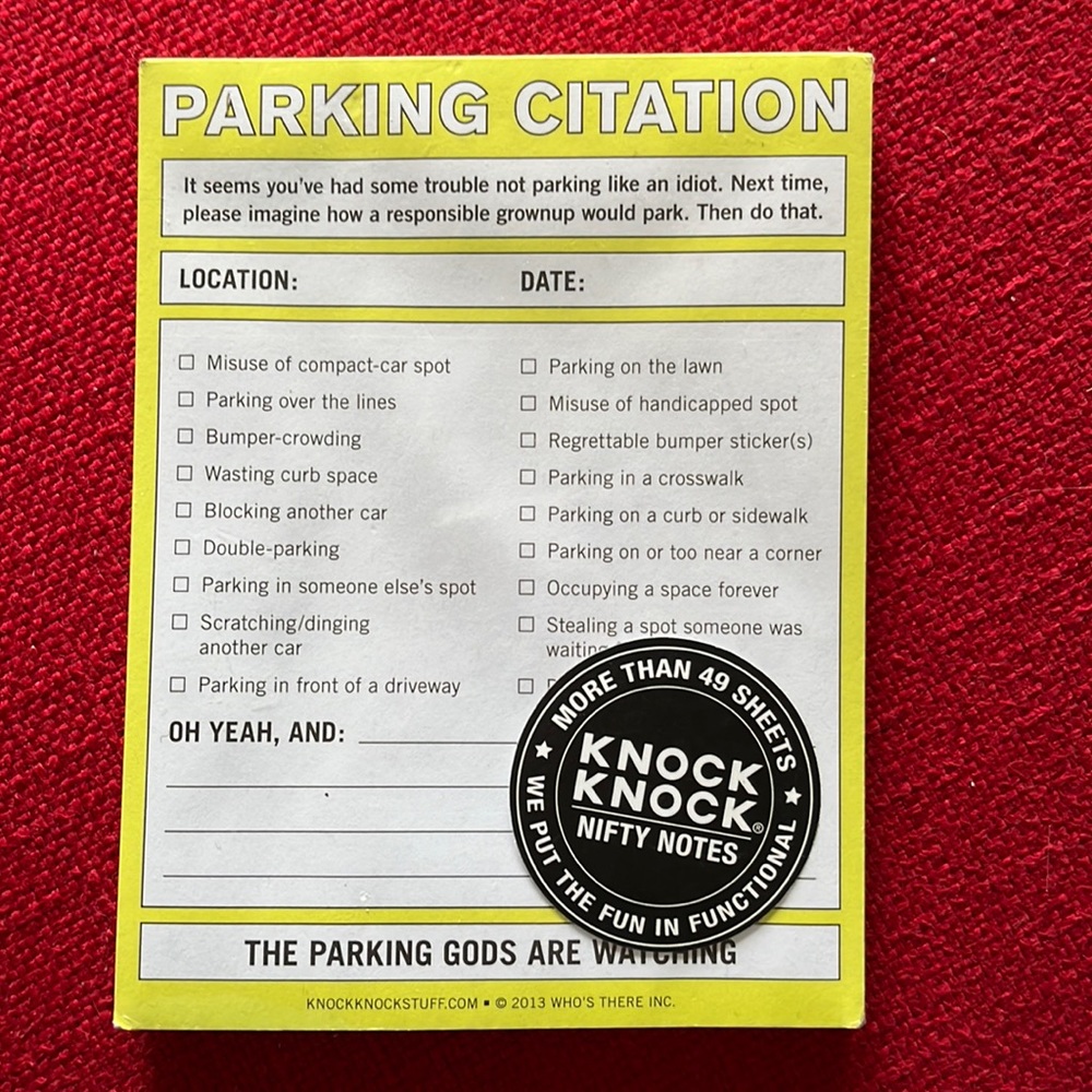 New Funny Parking Citation Notes